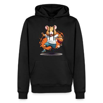 Niedlicher Hamster Handballspieler Streetwear - Männer Premium Bio Hoodie - Schwarz - Vorne - Nico (187cm)