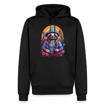 Magisches Faultier Lebendige Farben Psychedelic - Männer Premium Bio Hoodie - Schwarz - Vorne - Nico (187cm)