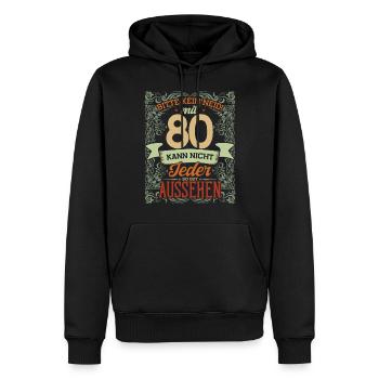 80e anniversaire, s’il vous plaît pas d’envie, 80 ans - Sweat à capuche Premium bio Homme - noir - Devant - Nico (187cm)