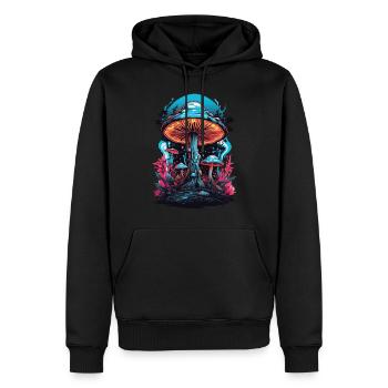 Champignons forestiers du festival de musique aux couleurs vives - Sweat à capuche Premium bio Homme - noir - Devant - Nico (187cm)