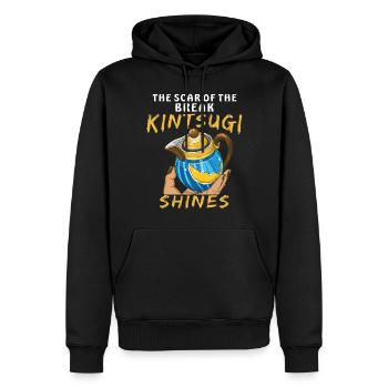 LA CICATRICE DE LA RUPTURE KINTSUGI BRILLE - Sweat à capuche Premium bio Homme - noir - Devant - Nico (187cm)