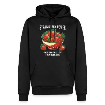 PUISSANCE DE LA FRAISE FRAIS FRUITÉ FANTASTIQUE - Sweat à capuche Premium bio Homme - noir - Devant - Nico (187cm)