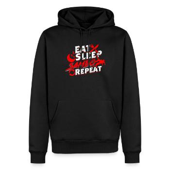 Manger Sommeil Sambo Répéter - Sweat à capuche Premium bio Homme - noir - Devant - Nico (187cm)