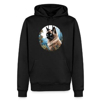 Chat balinais Balinesenkatze - Sweat à capuche Premium bio Homme - noir - Devant - Nico (187cm)