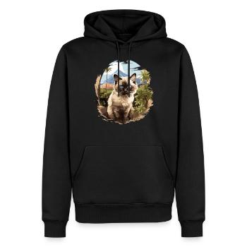 Chat balinais Balinesenkatze - Sweat à capuche Premium bio Homme - noir - Devant - Nico (187cm)