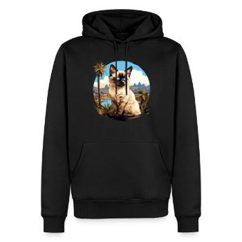 Chat balinais Balinesenkatze - Sweat à capuche Premium bio Homme - noir - Devant - Nico (187cm)