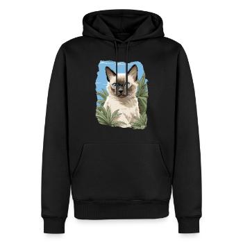 Chat balinais Balinesenkatze - Sweat à capuche Premium bio Homme - noir - Devant - Nico (187cm)