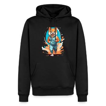 Shiba Dog Streetwear Jogging Style Esthétique - Sweat à capuche Premium bio Homme - noir - Devant - Nico (187cm)