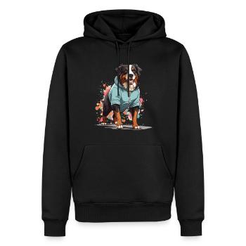 Border Collie Streetwear Jogging Style Esthétique - Sweat à capuche Premium bio Homme - noir - Devant - Nico (187cm)
