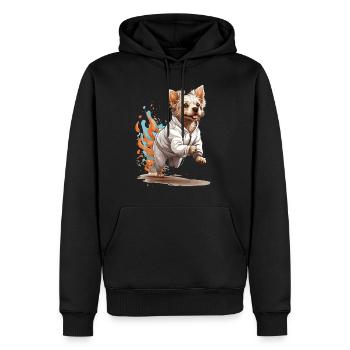 Streetwear Chien Jogging Esthétique Style Fitness - Sweat à capuche Premium bio Homme - noir - Devant - Nico (187cm)