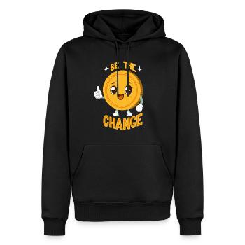 Be The Change - Wechselgeld-Wortwitz - Männer Premium Bio Hoodie - Schwarz - Vorne - Nico (187cm)