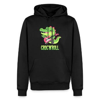 Rocker Crocodile - Jeu de mots - Sweat à capuche Premium bio Homme - noir - Devant - Nico (187cm)