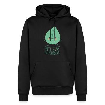 Glaub an dich selbst! - Männer Premium Bio Hoodie - Schwarz - Vorne - Nico (187cm)