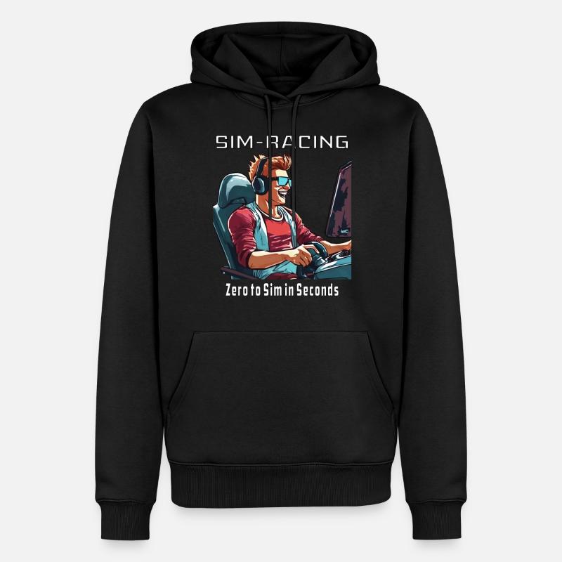 SIM RACING Zéro à Sim - Sweat à capuche Premium bio Homme - noir