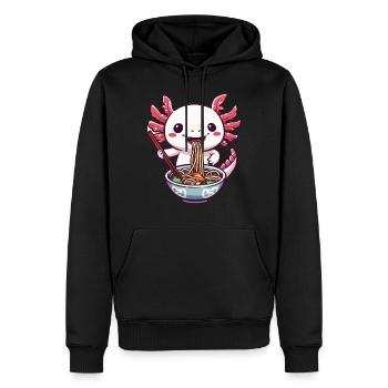 Axolotl liebt Ramen Bowl Kawaii Anime - Männer Premium Bio Hoodie - Schwarz - Vorne - Nico (187cm)