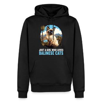 Chat balinais Balinesenkatze - Sweat à capuche Premium bio Homme - noir - Devant - Nico (187cm)