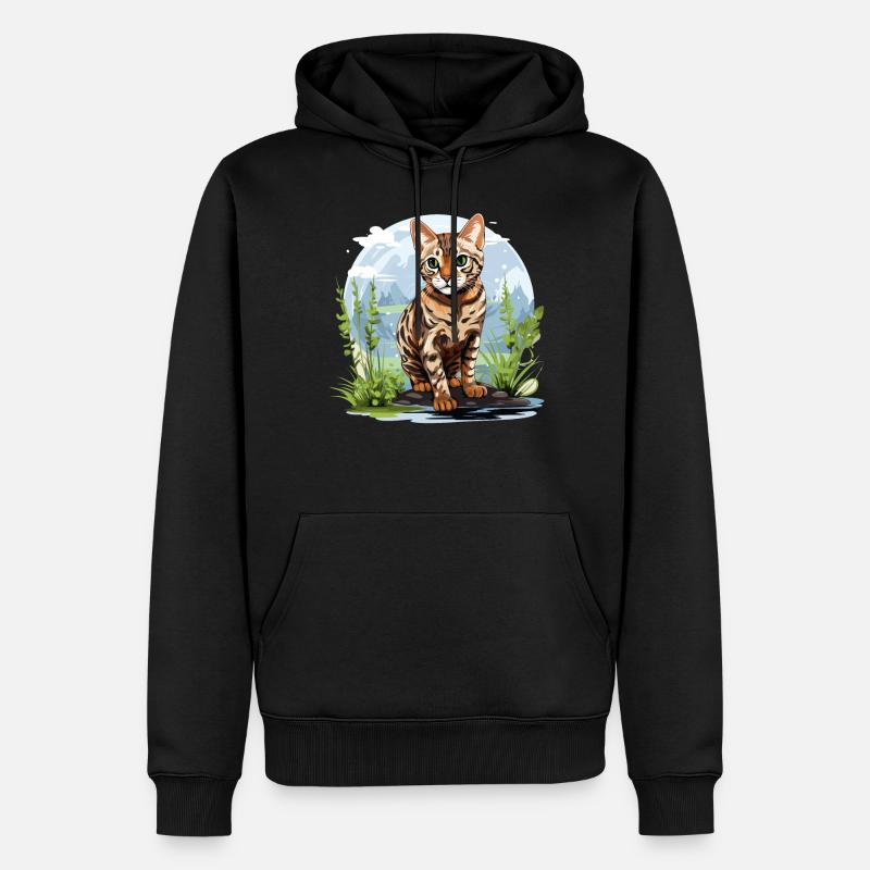 Chat du Bengale Bengalkatze - Sweat à capuche Premium bio Homme - noir