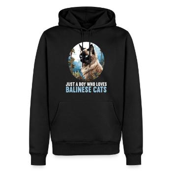 Chat balinais Balinesenkatze - Sweat à capuche Premium bio Homme - noir - Devant - Nico (187cm)