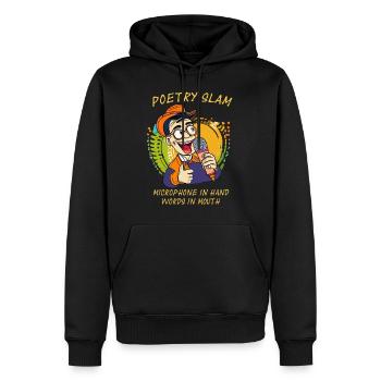 POÉSIE SLAM MICRO EN MAIN MOTS - Sweat à capuche Premium bio Homme - noir - Devant - Nico (187cm)