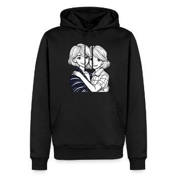 SCHWESTERN - Männer Premium Bio Hoodie - Schwarz - Vorne - Nico (187cm)