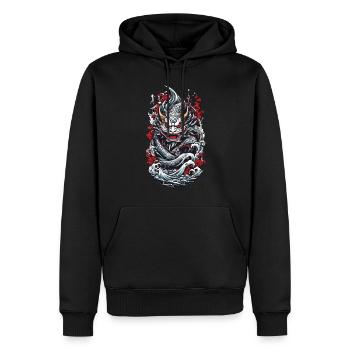 Monstre marin Démon japonais Yokai Streetwear - Sweat à capuche Premium bio Homme - noir - Devant - Nico (187cm)