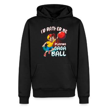 Gagaball I Rather Be Playing Gaga Ball - Men’s Premium Organic Hoodie - black - Front - Nico (187cm)