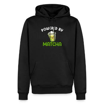 powered by matcha, matcha - Männer Premium Bio Hoodie - Schwarz - Vorne - Nico (187cm)