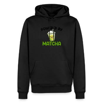 powered by matcha, matcha - Männer Premium Bio Hoodie - Schwarz - Vorne - Nico (187cm)
