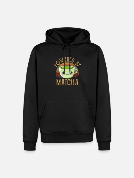 powered by matcha, matcha - Men’s Premium Organic Hoodie - black