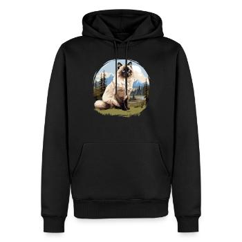 Birman Cat Birma Katze - Männer Premium Bio Hoodie - Schwarz - Vorne - Nico (187cm)