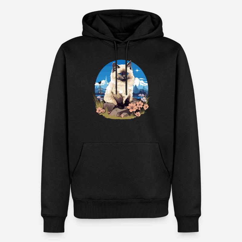 Birman Cat Birma Katze - Männer Premium Bio Hoodie - Schwarz