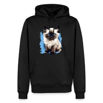Birman Cat Birma Katze - Männer Premium Bio Hoodie - Schwarz - Vorne - Nico (187cm)