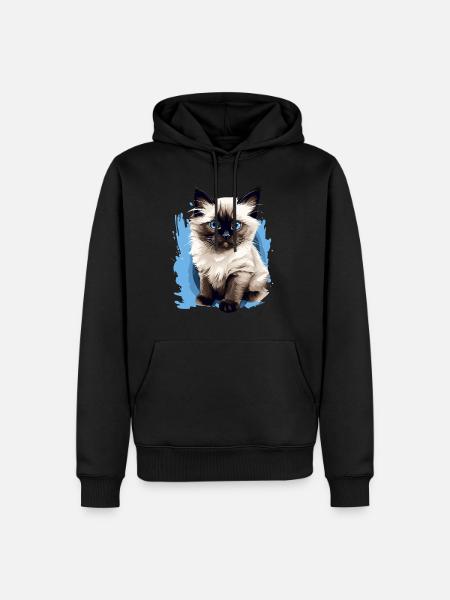 Birman Cat Birma Katze - Männer Premium Bio Hoodie - Schwarz