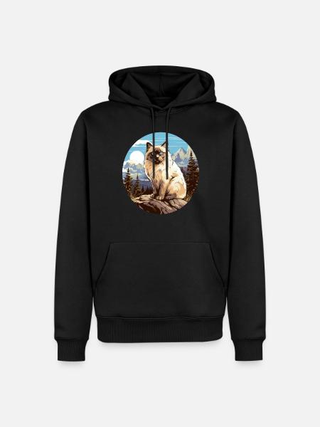 Birman Cat Birma Katze - Männer Premium Bio Hoodie - Schwarz