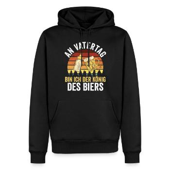 Papa Bière Père Fête des Pères - Sweat à capuche Premium bio Homme - noir - Devant - Nico (187cm)