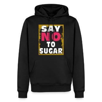 ZUCKER SAY NO TO SUGAR - Men’s Premium Organic Hoodie - black - Front - Nico (187cm)