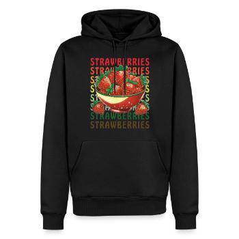 STRAWBERRIES - Männer Premium Bio Hoodie - Schwarz - Vorne - Nico (187cm)