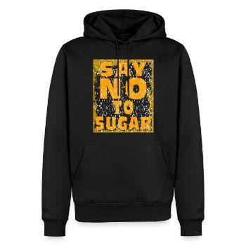ZUCKER SAY NO TO SUGAR - Men’s Premium Organic Hoodie - black - Front - Nico (187cm)