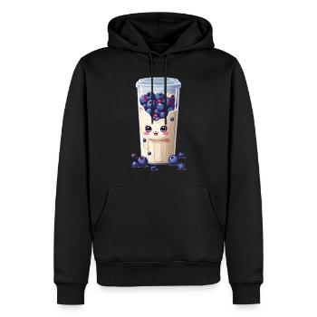 Myrtilles Mignon Milkshake Kawaii Fun - Sweat à capuche Premium bio Homme - noir - Devant - Nico (187cm)