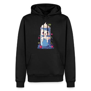 Milkshake Kawaii aux myrtilles Fun - Sweat à capuche Premium bio Homme - noir - Devant - Nico (187cm)