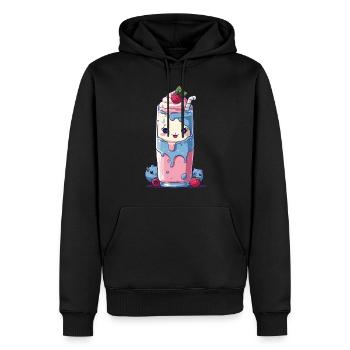 Myrtilles Milkshake Fun Kawaii Anime - Sweat à capuche Premium bio Homme - noir - Devant - Nico (187cm)