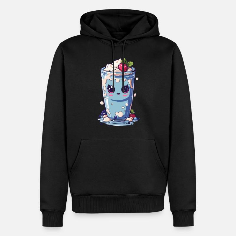 Myrtilles Mignon Milkshake Doux Amusant - Sweat à capuche Premium bio Homme - noir