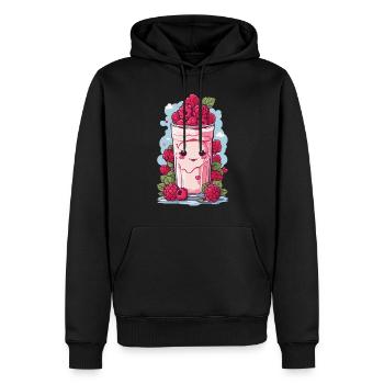 Himbeeren Niedlicher Milchshake Kawaii Anime Spaß - Männer Premium Bio Hoodie - Schwarz - Vorne - Nico (187cm)