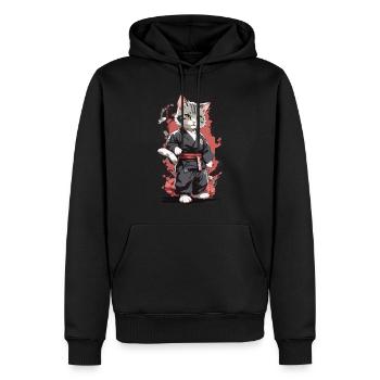 Karaté Chat Arts Martiaux Drôle Autodéfense - Sweat à capuche Premium bio Homme - noir - Devant - Nico (187cm)