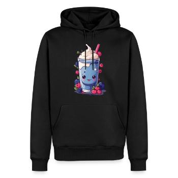 Baies Milkshake Fun Kawaii Anime Design - Sweat à capuche Premium bio Homme - noir - Devant - Nico (187cm)