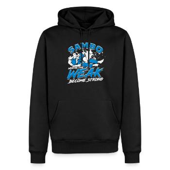 Sambo Where The Weak Become Strong - Men’s Premium Organic Hoodie - black - Front - Nico (187cm)