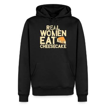 Cadeau de gâteau au fromage - Sweat à capuche Premium bio Homme - noir - Devant - Nico (187cm)