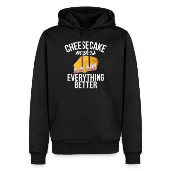 Cadeau de gâteau au fromage - Sweat à capuche Premium bio Homme - noir - Devant - Nico (187cm)