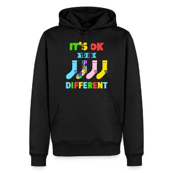 It's Ok to be Different with colorful Socks - Männer Premium Bio Hoodie - Schwarz - Vorne - Nico (187cm)