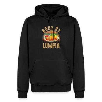 Body by lumpia, food filipino - Männer Premium Bio Hoodie - Schwarz - Vorne - Nico (187cm)